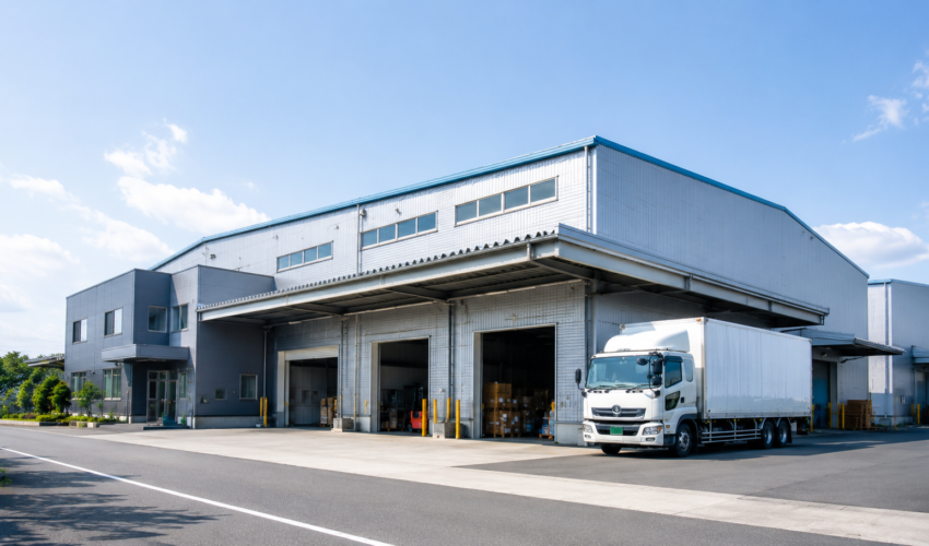 貸倉庫・貸工場とトラックのイメージ